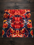 Hand-Dyed Kaleidoscope Bandana | Red, Navy & Gold Cotton Bandana | Psychedelic Festival Head Scarf | Handmade One-of-a-Kind Tie Dye