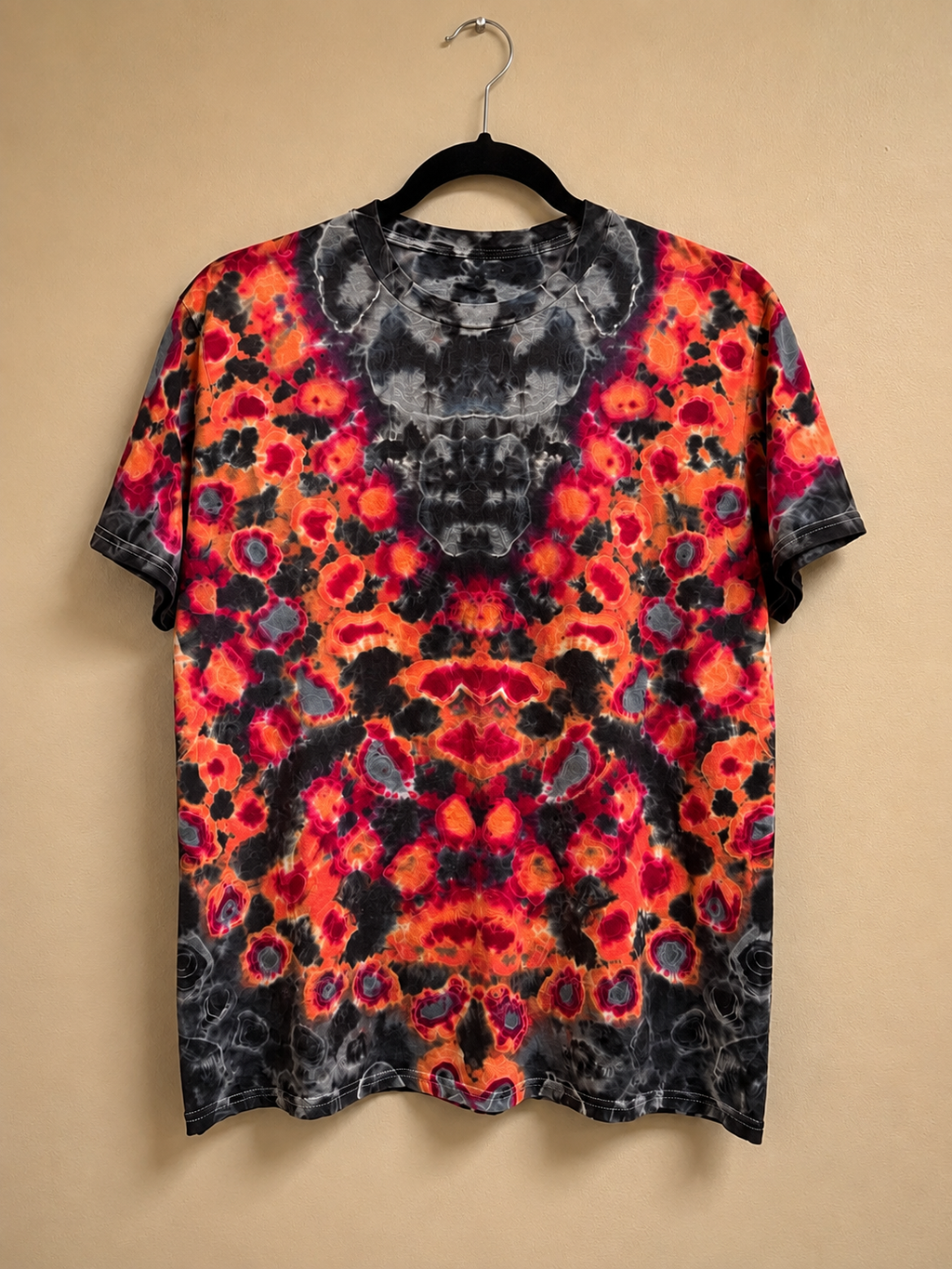Handmade Inferno T-Shirt | One-of-a-Kind Psychedelic Fire Tie Dye Tee | Truly Dyed