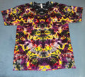 Neon Inferno Mirror Tie-Dye T-Shirt – Handmade Psychedelic Symmetrical Festival Tee, Black, Purple, Yellow & Red, Adult Unisex