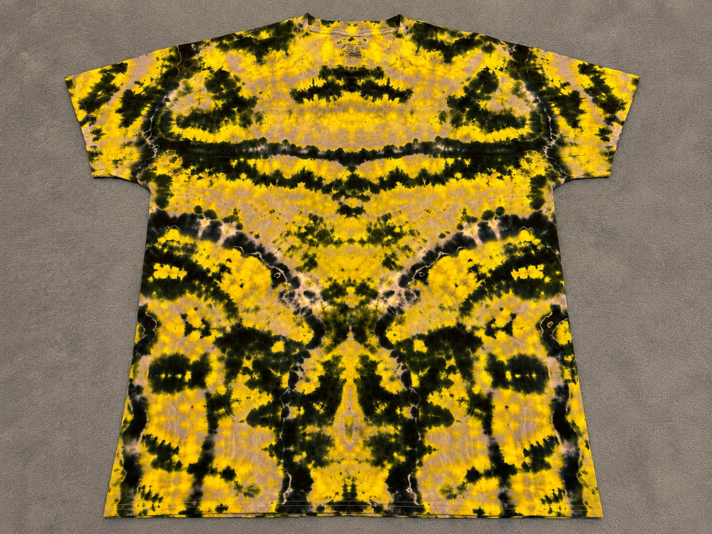 Lime Pop & Black Liquid Dye Tie-Dye T-Shirt | Handmade Symmetrical Festival Tee | One-of-a-Kind Psychedelic Streetwear | Truly Dyed