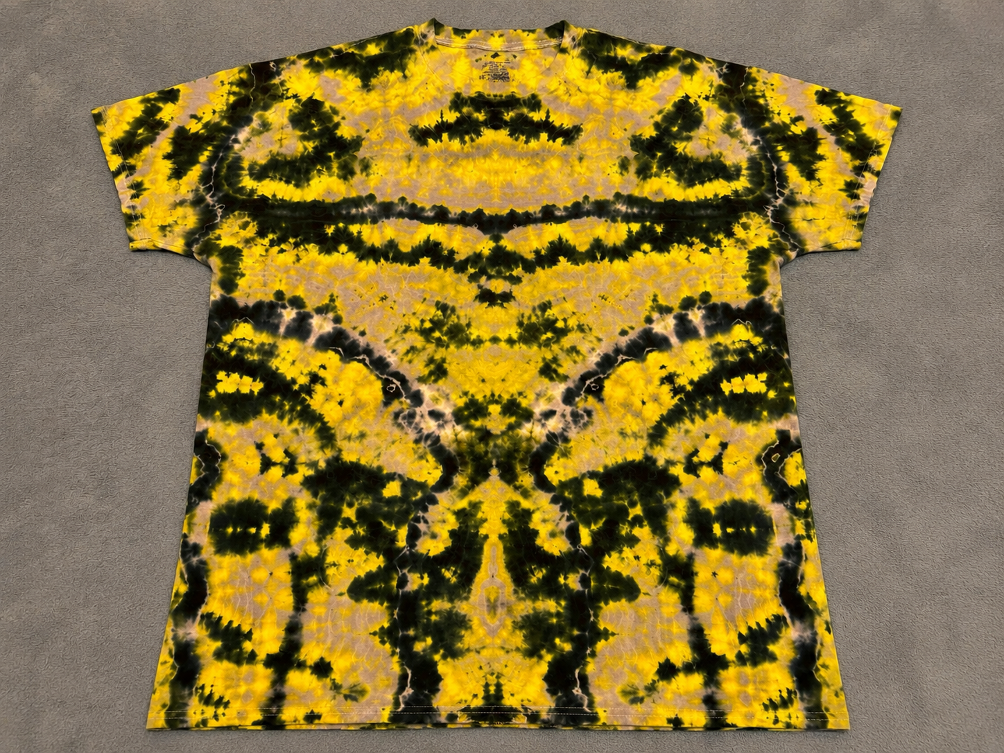 Lime Pop & Black Liquid Dye Tie-Dye T-Shirt | Handmade Symmetrical Festival Tee | One-of-a-Kind Psychedelic Streetwear | Truly Dyed