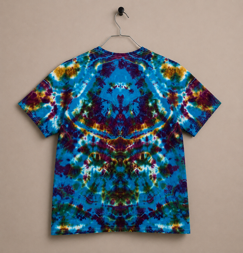 Hand-Dyed Ocean Vortex Tie-Dye T-Shirt | One-of-a-Kind Blue, Teal & Purple Kaleidoscope Tee | Handmade Festival Shirt | Unisex Cotton