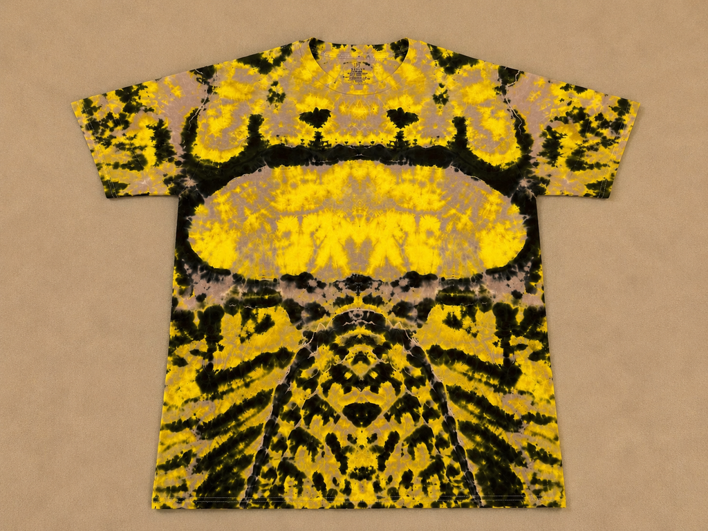 Lime Pop & Black Liquid Dye Tie-Dye T-Shirt | Handmade Symmetrical Festival Tee | One-of-a-Kind Psychedelic Streetwear | Truly Dyed